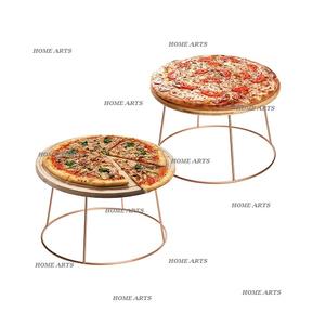 Ensemble de 2 présentoirs de nourriture en métal de couleur or Rose, support de forme ronde, de taille personnalisée, support de plateau de Pizza en fer - Product Image 1