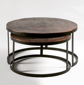 Modern Furniture Table <b>set</b> of 2 Home Living Room <b>hotel</b> Side Table Decorative Antique Copper top color Classic design Metal Table - Product Image 2