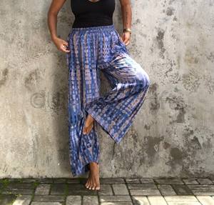 Fabuleux À La Main Cravate Teinture Taille Haute Lâche Pantalon De Yoga Jambe Large - Product Image 1