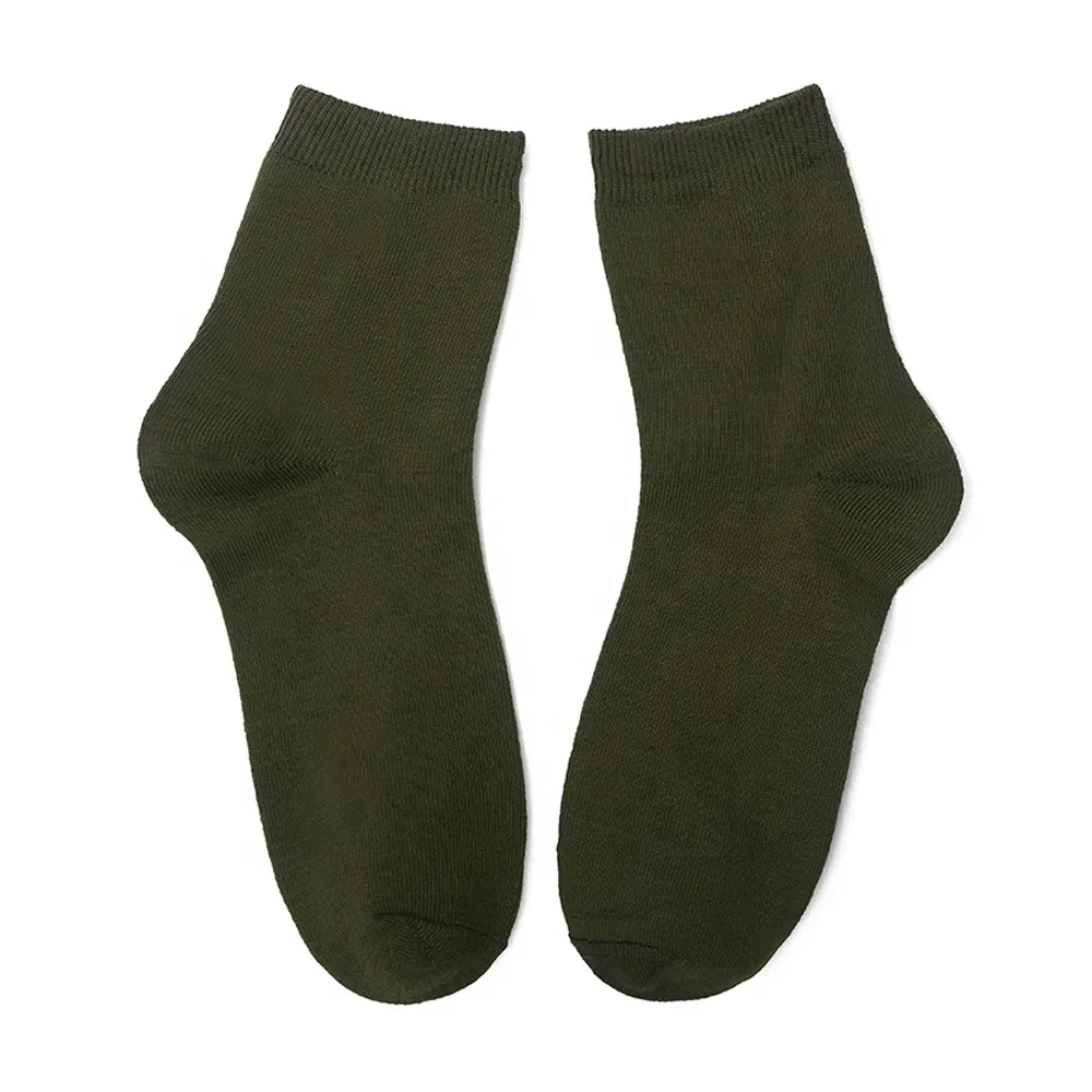 Cheap double needle knit knee high green winter socks for men Knee High 100% Cotton Socks for men