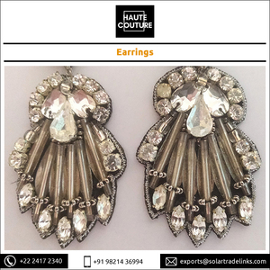 Party Wear Argent Cristaux Pierres En Forme De Paon À La Main Brodé À La Main Femmes Filles Porter Des Boucles D'oreilles - Product Image 5