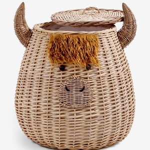 <b>Cheap</b> Price High Quality the Cow Shape <b>Storage</b> Basket with Lid <b>Decorative</b> <b>Bin</b> Home Decor Hand Woven Shelf Organizer - Product Image 2