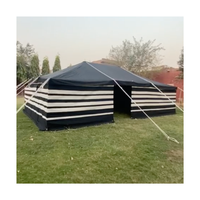 Tenda Kanvas Mewah Motif Garis Hitam & Putih BC, Tempat Berteduh Majlis Arab Timur Tengah untuk Hiburan Luar Ruangan di Gurun