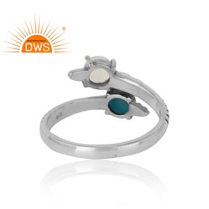 Handmade Sterling Silver Adjustable Ring Ethiopian Opal Turquoise Gemstone Ring Oxidized Jewelry Manufacturer - Product Image 4