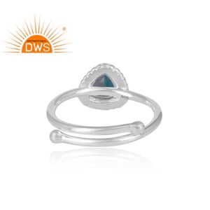 ผู้จัดจำหน่ายเครื่องประดับเงินแท้ 925 แหวนพลอยโทแพซสีน้ำเงินลอนดอน ผู้ผลิตเครื่องประดับอัญมณีคุณภาพสูง - Product Image 4