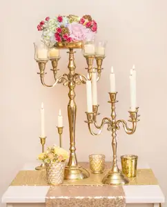 Chandelier avec bol à fleurs, chandelier en verre, centre de table château, nouveau