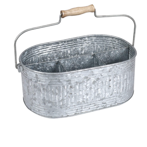 Galvanized Metal Caddy with 4 Compartments Kitchen Utensil Holder - Product Image 1