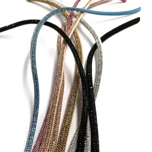 Custom Fashion Sandals Decoration Semi Round Crystal Strip Cord Rhinestone Rope for Shoes