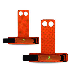 Empuñaduras de mano de cuero de fibra de carbono antidesgarro, 2 agujeros, para gimnasia, levantamiento de pesas, agarre de Palma de seguridad - Product Image 6