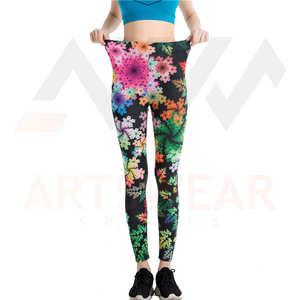 High Waist Floral Print Yoga <b>Leggings</b> Full Length Spandex Polyester Four-Way Stretch Elastic Waist Women's Fitness Pants - Product Image 5
