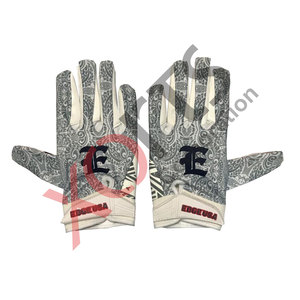 Guantes de Fútbol Americano Personalizados en Blanco y Negro con Correa Ajustable y Alta Adherencia Ultra Brillante - Product Image 6