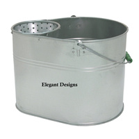 Chariot de nettoyage ovale galvanisé avec seau à serpillière en poudre blanche, capacité 10-15L, pour usage intérieur/extérieur, le plus vendu