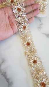 Vestidos de boda hechos a mano, bordados geométricos, indio, ancho de 2 pulgadas con borde bonito en tamaños y colores - Product Image 5