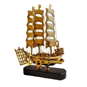 Best Quality Design Metal <b>Nautical</b> Ship Sculpture on Wooden Base Home Showpiece <b>Decoration</b> Table Sculpture for Sale - Product Image 4