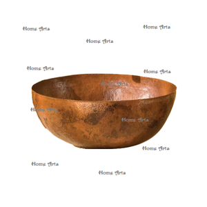 Fregadero martillado de cobre de la más alta calidad con asas de latón Diseño único Forma redonda Lavabo de tamaño personalizado - Product Image 5