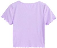 T-shirt court ajusté pour femme, côtelé 1x1, manches courtes, col rond, motif floral, respirant, écologique, 100 % coton, logo personnalisé