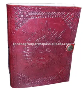 Hindu God Sun Face Leather Diary Handmade vintage embossed sun face leather notebook
