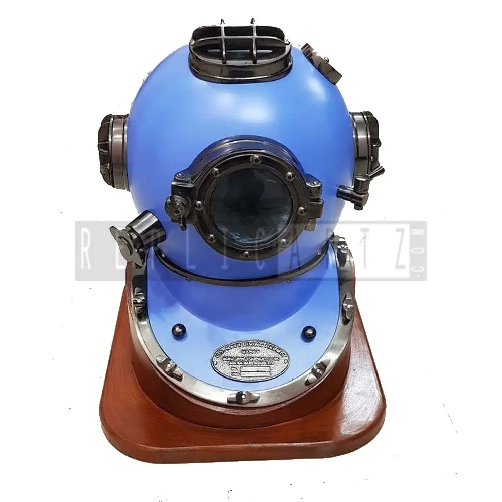 Blue Handcrafted with Black Chrome Scuba Morse Boston Brass Diving Helmet US Navy Divers Helmet Vintage Marine Divers Helmet