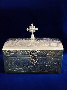 Brass Wood Reliquary <b>Box</b> for Religious Use - Product Image 4