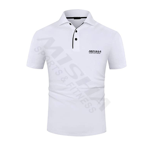 Polo de couleur blanche pour hommes, Logo personnalisé, vente directe d'usine, - Product Image 4