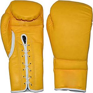Boxing <b>Gloves</b> Mexico Genuine Leather and Customized Logo <b>Lace</b> up Sparring yellow Boxing <b>Gloves</b> - Product Image 2