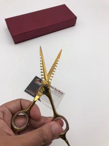Tijeras profesionales de peluquero J2 chapadas en oro, herramienta de belleza, punta de espina de pescado afilada de acero inoxidable para uso en salón, superventas - Product Image 5