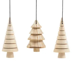 Home Decoration Set of 3 Christmas Tree in Wooden New Product Idea 2020