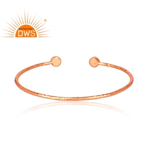 Rose Quartz Moonstone Gemstone Rose Gold Plated <b>Silver</b> <b>Cuff</b> Bangle Jewelry Wholesaler For Women Gift For Her - Product Image 3