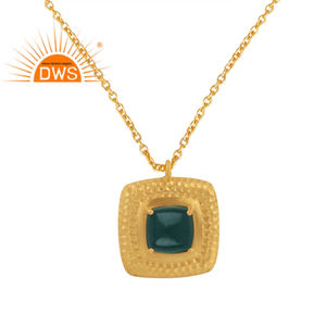 Hammered Texture Silver Gold Plated Pendant Necklace Wholesale <b>Green</b> <b>Emerald</b> Gemstone Necklace <b>Jewelry</b> - Product Image 1