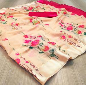 Muy hermoso desgaste de temporada Sari impreso digital con blusa hilo menos borde Sari indio mujeres desgaste bajo precio ropa al por mayor - Product Image 2