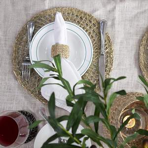 Vietnam Natural Seagrass Round <b>Woven</b> <b>Placemats</b> and Pads Set Handmade Silicone Home Wedding and Bar Decor Wholesale - Product Image 3