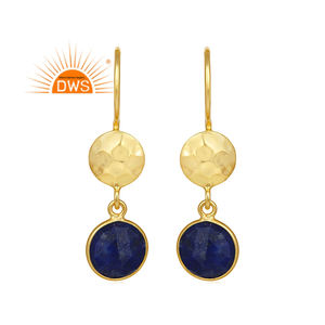 Nuevo diseñador de plata esterlina 18K chapado en oro Natural lapislázuli piedra preciosa colgante pendiente joyería fabricante - Product Image 1