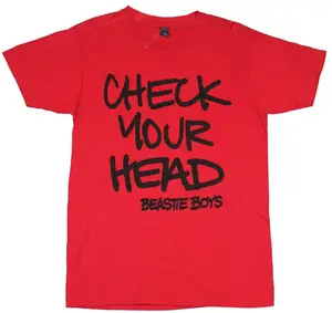 Beastie Boys Mens T-Shirt-Controllare il vostro Testa Spruzzato Parola Immagine del Logo