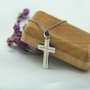 Chaîne de collier avec pendentif en croix, plaqué or, 925, Kolye - Product Image 1