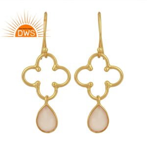 Boucles d'oreilles chinoises en pierre précieuse, bijou en plaqué or 14k, design Floral, pendentif, vente en gros, 1 pièce - Product Image 1