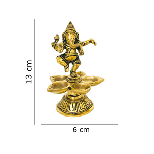 Lámpara de latón Ganesh Diya para la buena suerte, soporte para Diya de Diwali, decoración para el hogar y la oficina, Ganesh Arti Diya para el templo - Product Image 3