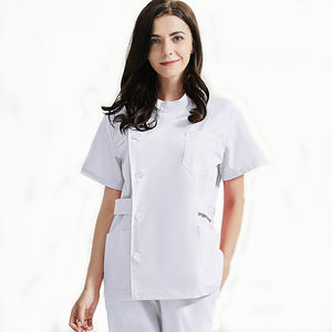 Uniformes de hospital unisex de verano último diseño botón lateral enfermera Jogger Scrubs poliéster Spandex Jersey tela para clima cálido - Product Image 1