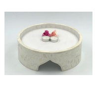Support à gâteau en bois de luxe au design élégant avec incrustation de nacre en résine, idéal pour anniversaires et mariages, certifié EPCH, taille et couleur personnalisables