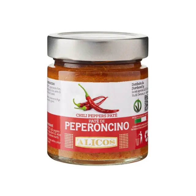 Made in Italy ready to eat food salty and spicy190 g glass jar red hot chili peppers pate for condiment