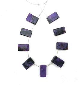 Qualité géniale 9 pièces fabricant en gros Charoite naturelle pierre précieuse lisse Rectangle forme perles - Product Image 1