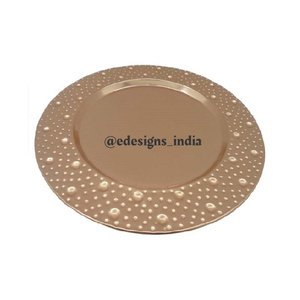 Plaque de chargement plaquée cuivre, design élégant, vente en gros, sous-assiette fantaisie, vente chaude, Table de mariage, plateau de service de luxe - Product Image 1