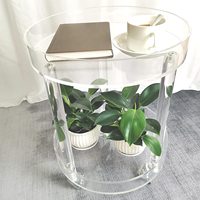 Petite Table latérale moderne, 1 pièce, plateau de rangement à 2 niveaux, ronde et transparente, avec roues, pour décor de maison