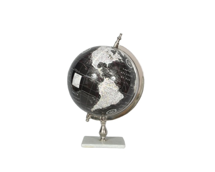 Marble Base Metal World Desk Globe Silver Plastic Rotating Educational Large World Map Earth Globes For Office Decoration