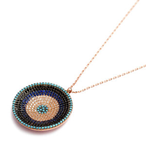 Pendentif en pierre mixte de forme ronde, bijoux de mode en argent Sterling 925 pour femme, fabriqué à la main, vente en gros - Product Image 1