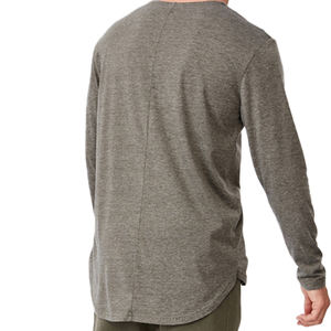 Camiseta de manga larga para hombre de alta calidad OEM, venta al por mayor, diseño personalizado con serigrafía, color gris, tela de algodón puro. - Product Image 4