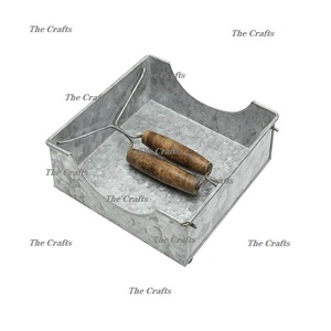 Porte-serviettes de forme carrée de haute qualité Porte-serviettes galvanisé à la main pour la vaisselle à la maison et au restaurant - Product Image 1