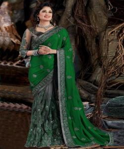 Heavy Embroidered Party Wear New Collection All Sizes and Color <b>Net</b> <b>Fabric</b> Embroidered Indian Women Wear Ready Made Saree with Alphanumero - Product Image 4