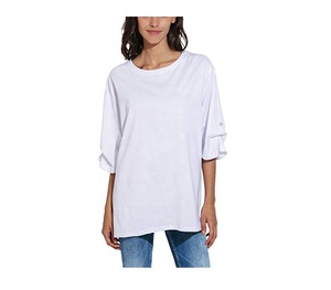 T-shirt blanc ajusté pour femmes en gros avec logo imprimé personnalisé, t-shirt à manches courtes en coton pur pour femmes - Product Image 3