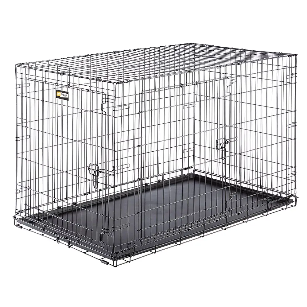 Ferplast Có Thể Gập Lại Dog Cage DOG-INN 120 Bút Huấn Luyện, Thùng Kim Loại, Bảng Phân Cách Bao Gồm, Cửa Đôi Có Chốt An Toàn, Màu Đen