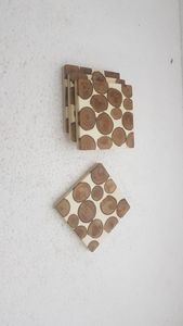 Design créatif en bois naturel et résine, ensemble de sous-verres de 4 pièces, thé décoratif pour la maison, hôtel, restaurant, vaisselle de luxe utilisée - Product Image 2